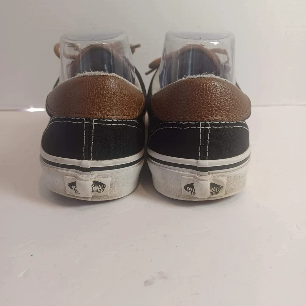 Vans Era Black Low Top Sneakers Leather‎ Heel Casual Shoes Women's 9.5 Men's  8